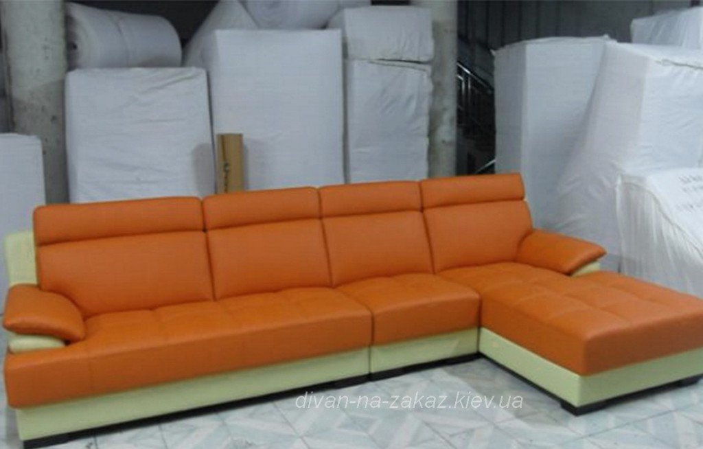 оранжевый большой угловой офисный диван