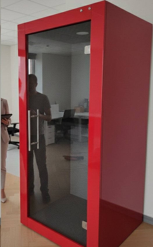 Звукоизолирующие кабины красного цвета