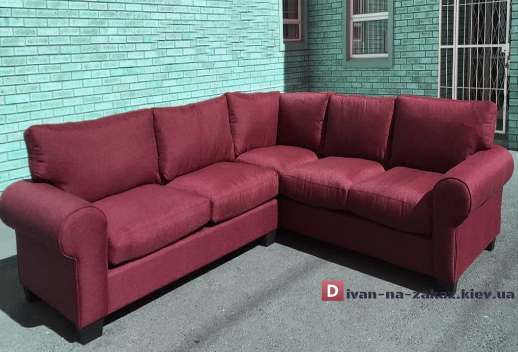 угловой диван модульный темно красный на заказ