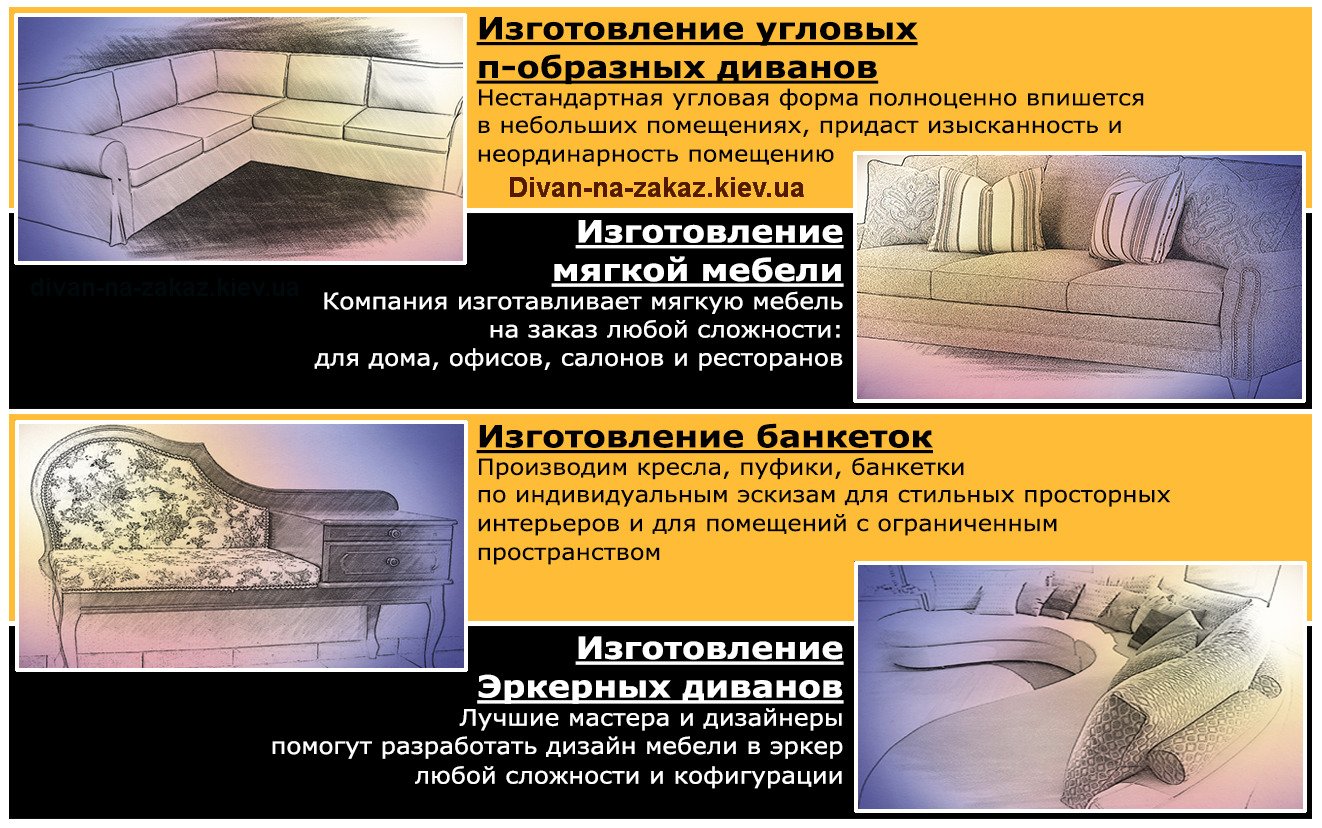 прямой диван на заказ Киев