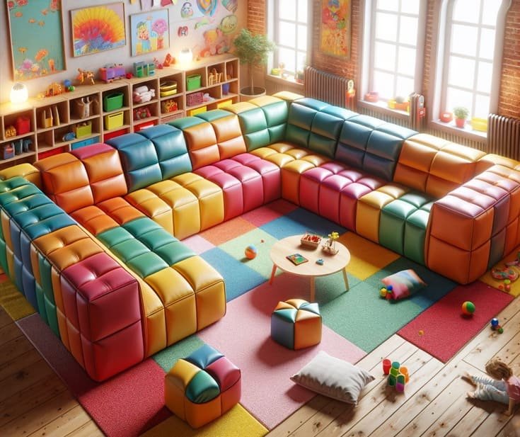 разнацветная мягкая комната в детскую под заказ