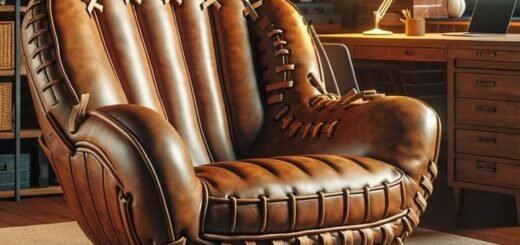 кожаное кресло в виде бейсбольной перчатки на заказ